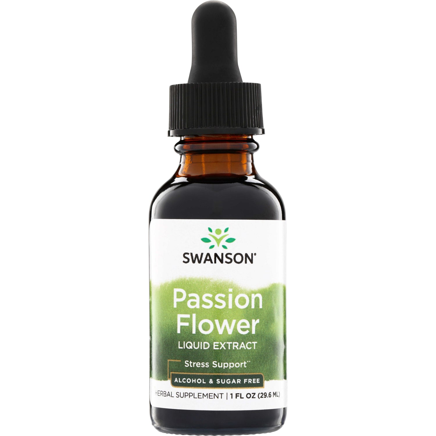 SW1325 | Swanson Passion Flower Liquid Extract dropper bottle, Stress Support, alcohol & sugar free, 1 fl oz
