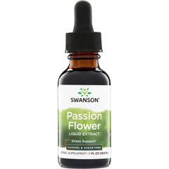 SW1325 | Swanson Passion Flower Liquid Extract dropper bottle, Stress Support, alcohol & sugar free, 1 fl oz