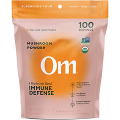 MMX044 | Om Immune certified organic mushroom powder pouch labeled IMMUNE and CERTIFIED ORGANIC MUSHROOM POWDER, 200 g