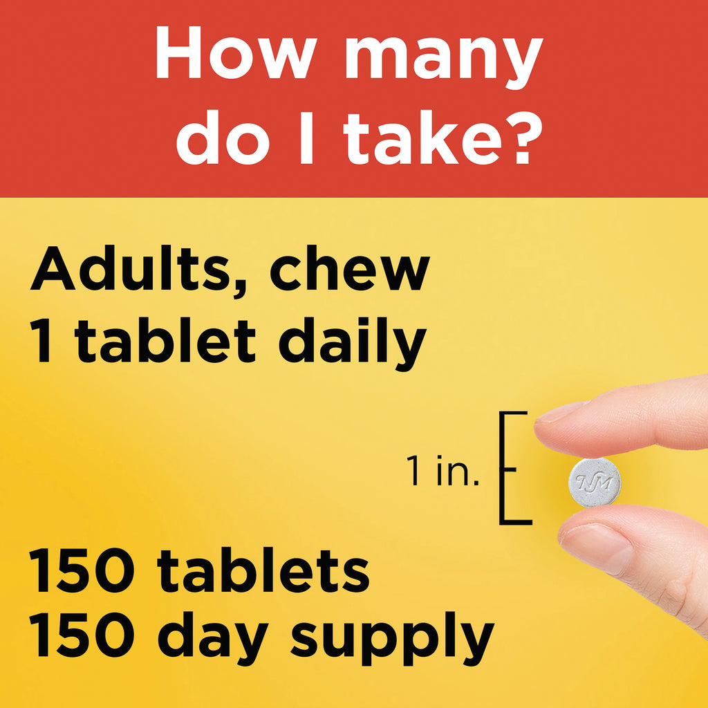NTM166 | Adults, chew 1 tablet daily; 150 tablets 150 day supply with hand holding small tablet - Thumbnail