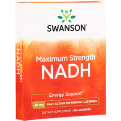 SWU427 | Swanson Maximum Strength NADH 20 mg fast-acting peppermint lozenges, Energy Support, dietary supplement, 30 lozenges