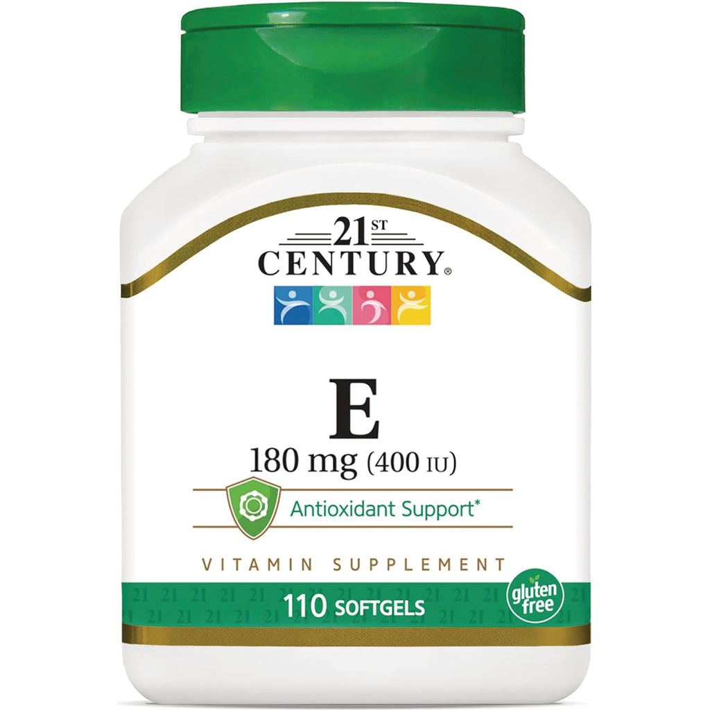 CNT186 | 21st Century Vitamin E 180 mg (400 IU) bottle, 110 softgels, gluten free - Thumbnail