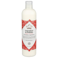 NBH050 | Nubian Heritage Coconut & Papaya body lotion 13 fl oz white bottle with red patterned label