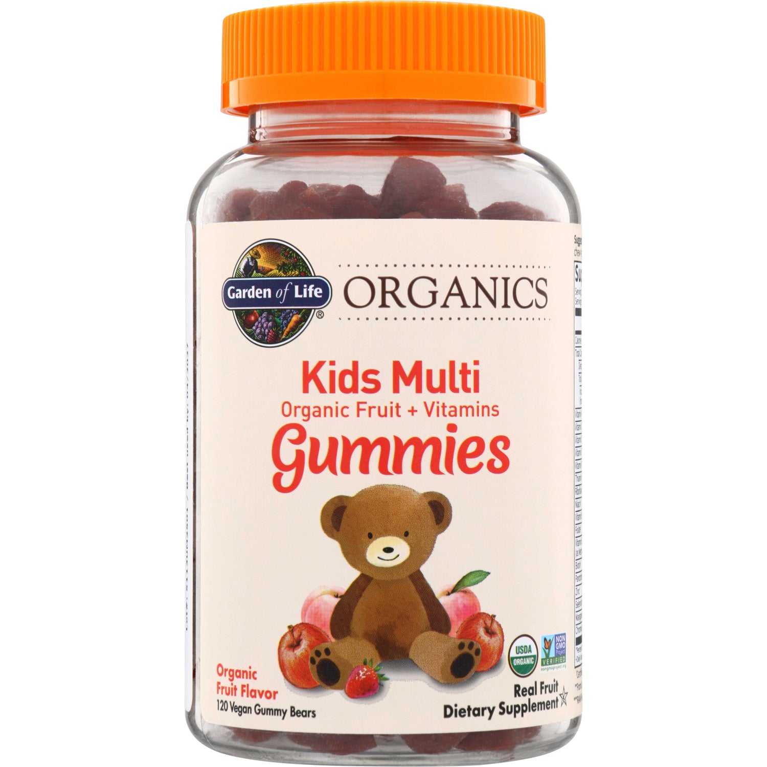 GLF234 | Garden of Life Organics Kids Multi Organic Fruit + Vitamins Gummies bottle, 120 vegan gummy bears