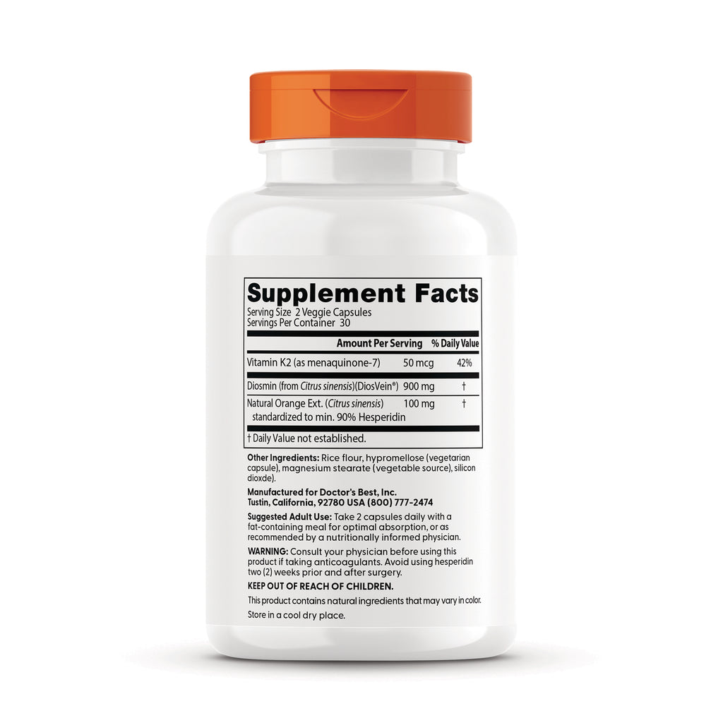 DB200 | Supplement facts panel and ingredient list on back of white supplement bottle with orange cap - Thumbnail