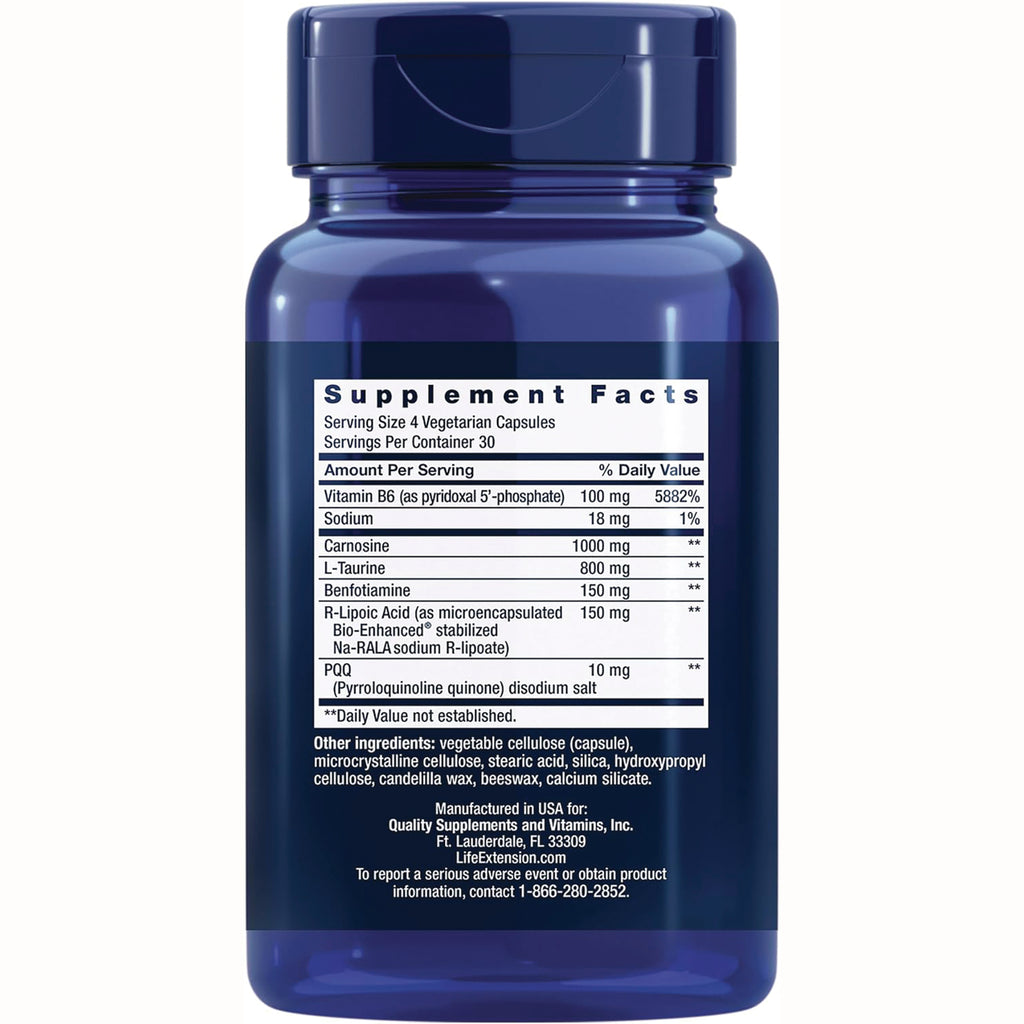 LE367 | Back label showing Supplement Facts panel listing serving size 4 vegetarian capsules and ingredient amounts - Thumbnail