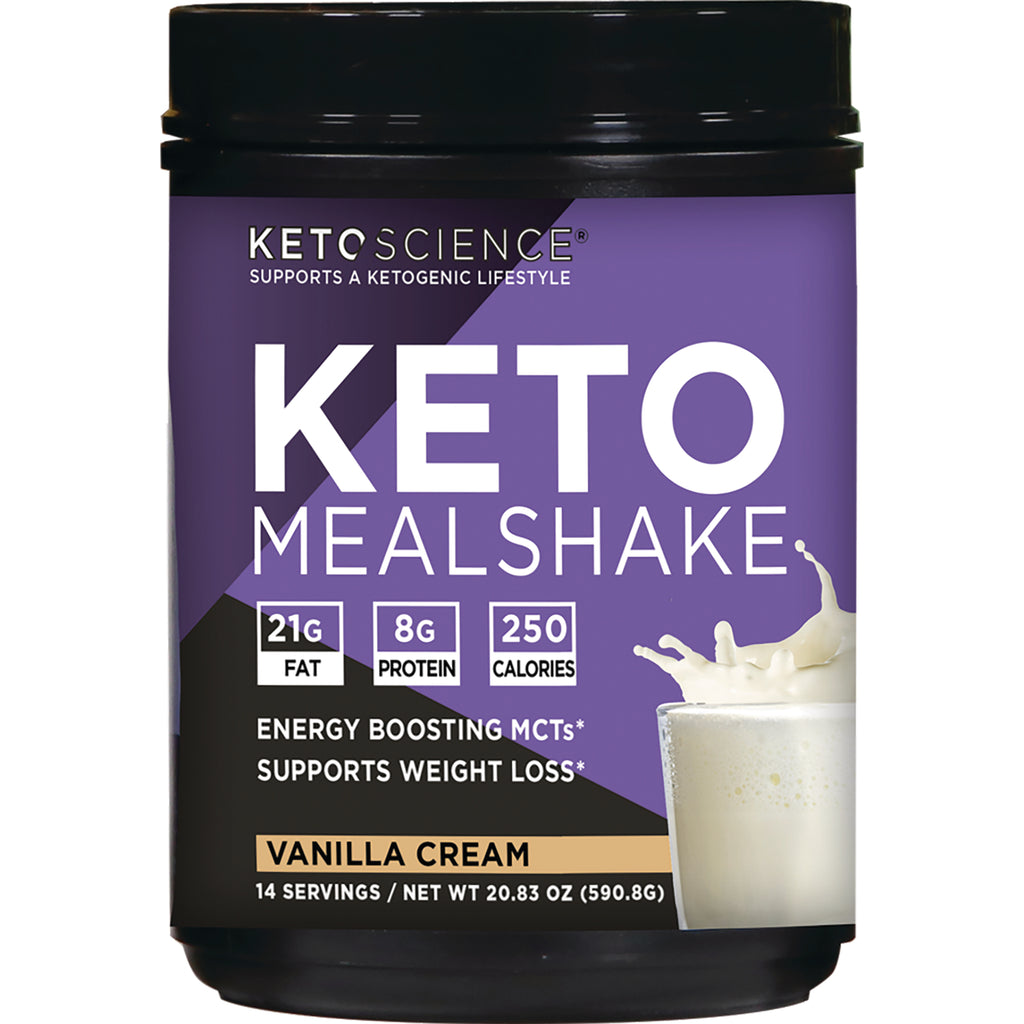 KS003 | Purple Keto Mealshake vanilla cream tub front label showing 21g fat, 8g protein, 250 calories - Thumbnail