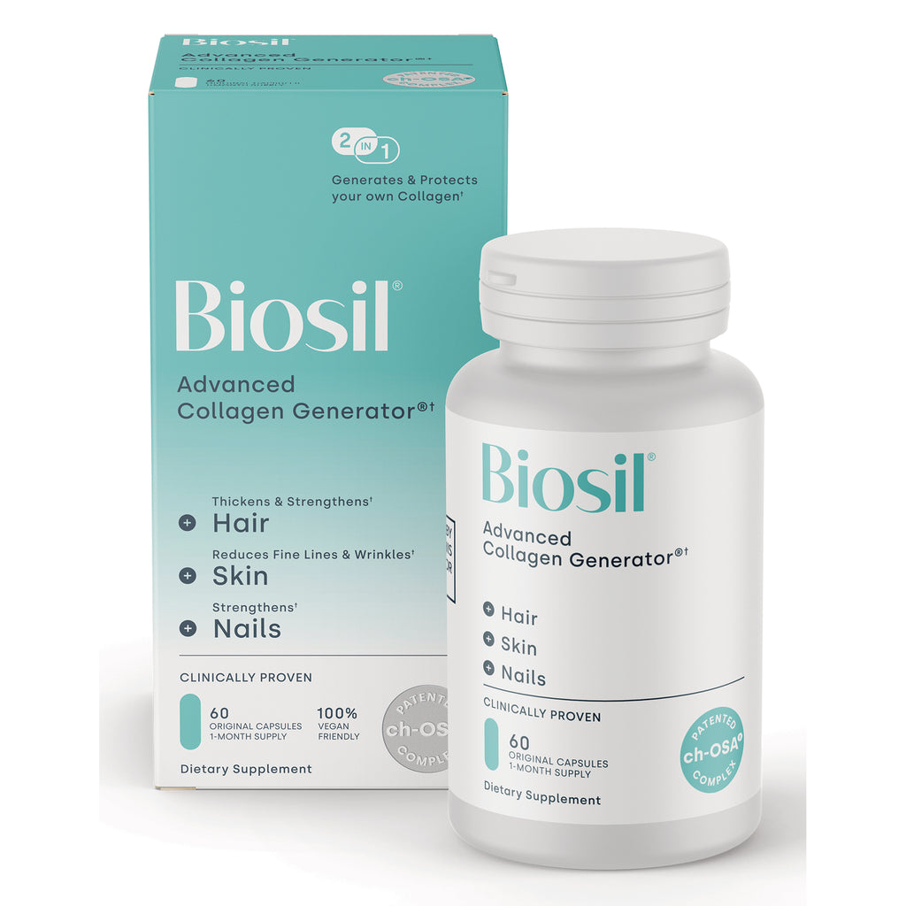 NFC214 | Biosil Advanced Collagen Generator bottle and box labeled Hair Skin Nails 60 capsules dietary supplement - Thumbnail