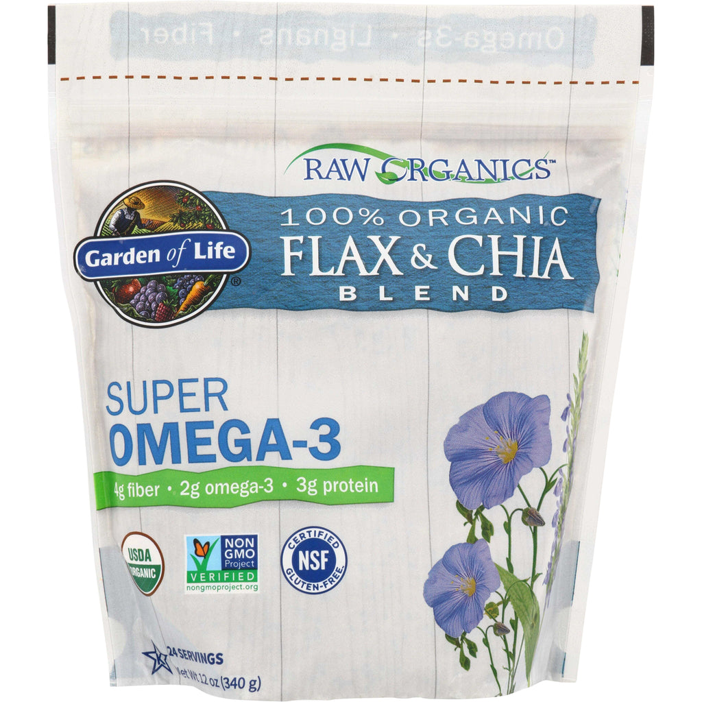 GLF166 | Garden of Life Raw Organics 100% Organic Flax & Chia Blend Super Omega-3 bag, 12 oz - Thumbnail