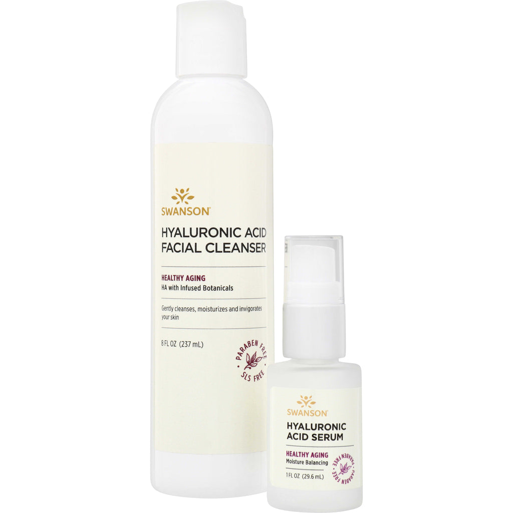 SW1797 | Swanson hyaluronic acid facial cleanser tall bottle with hyaluronic acid serum pump bottle - Thumbnail