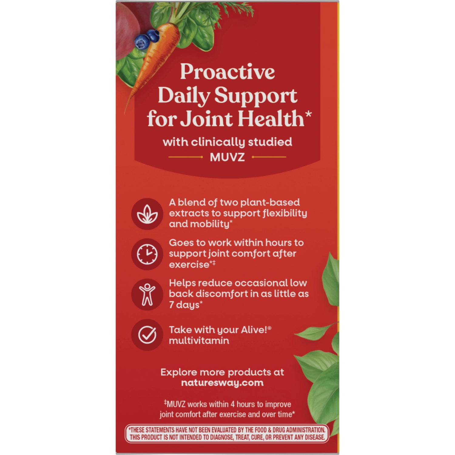 NW1075 | Proactive daily support for joint health with clinically studied MUVZ and benefit icons