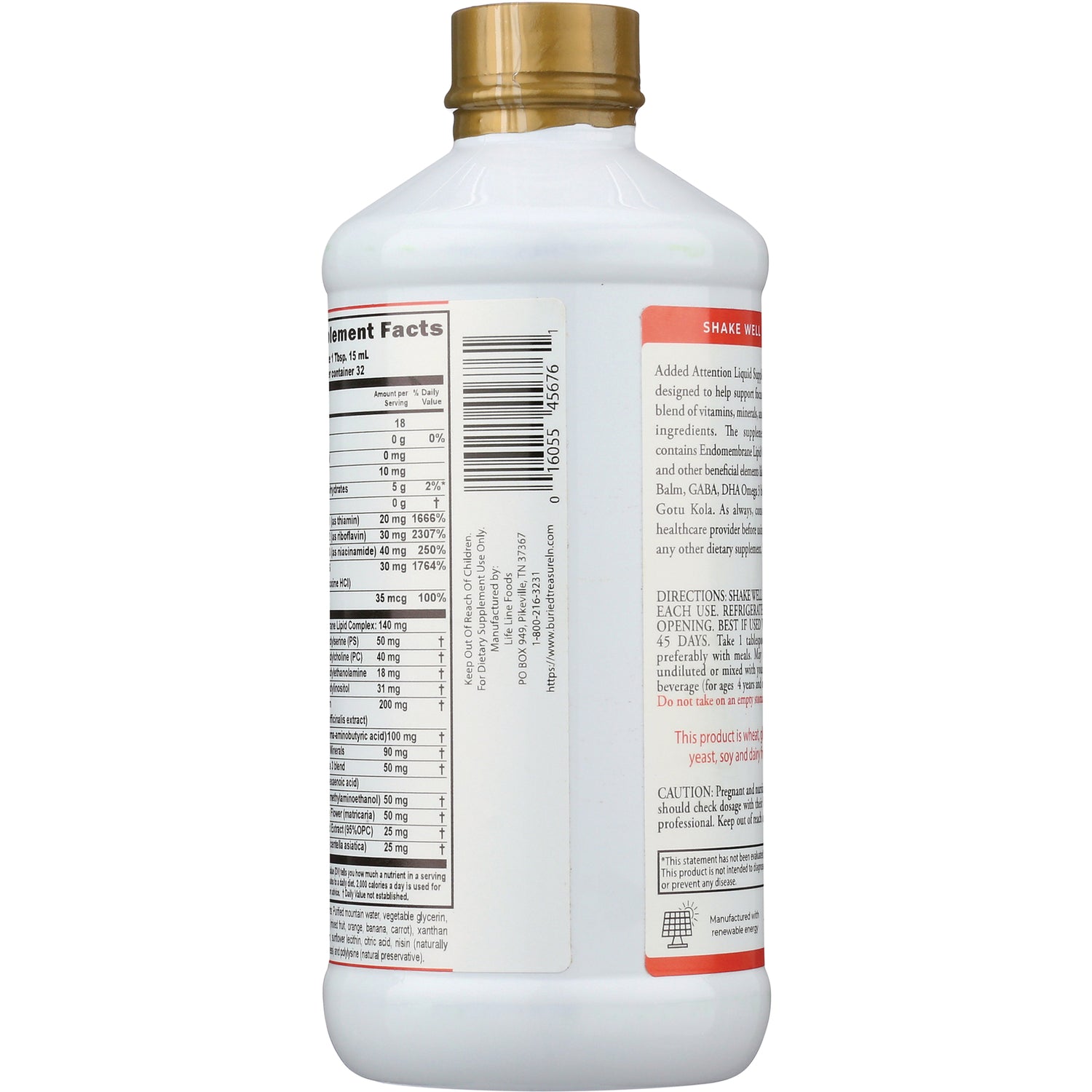 BTR002 | back label showing supplement facts, barcode, and directions on white bottle