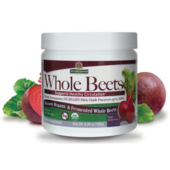 NAT420 | Jar labeled Whole Beets dietary supplement with beet illustrations, front view