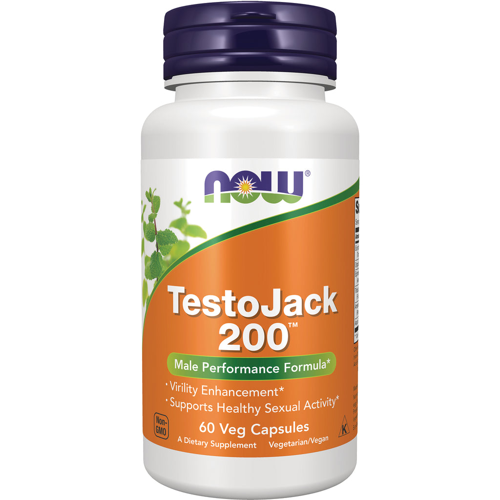NWF639 | NOW TestoJack 200 male performance formula bottle with 60 Veg Capsules label - Thumbnail