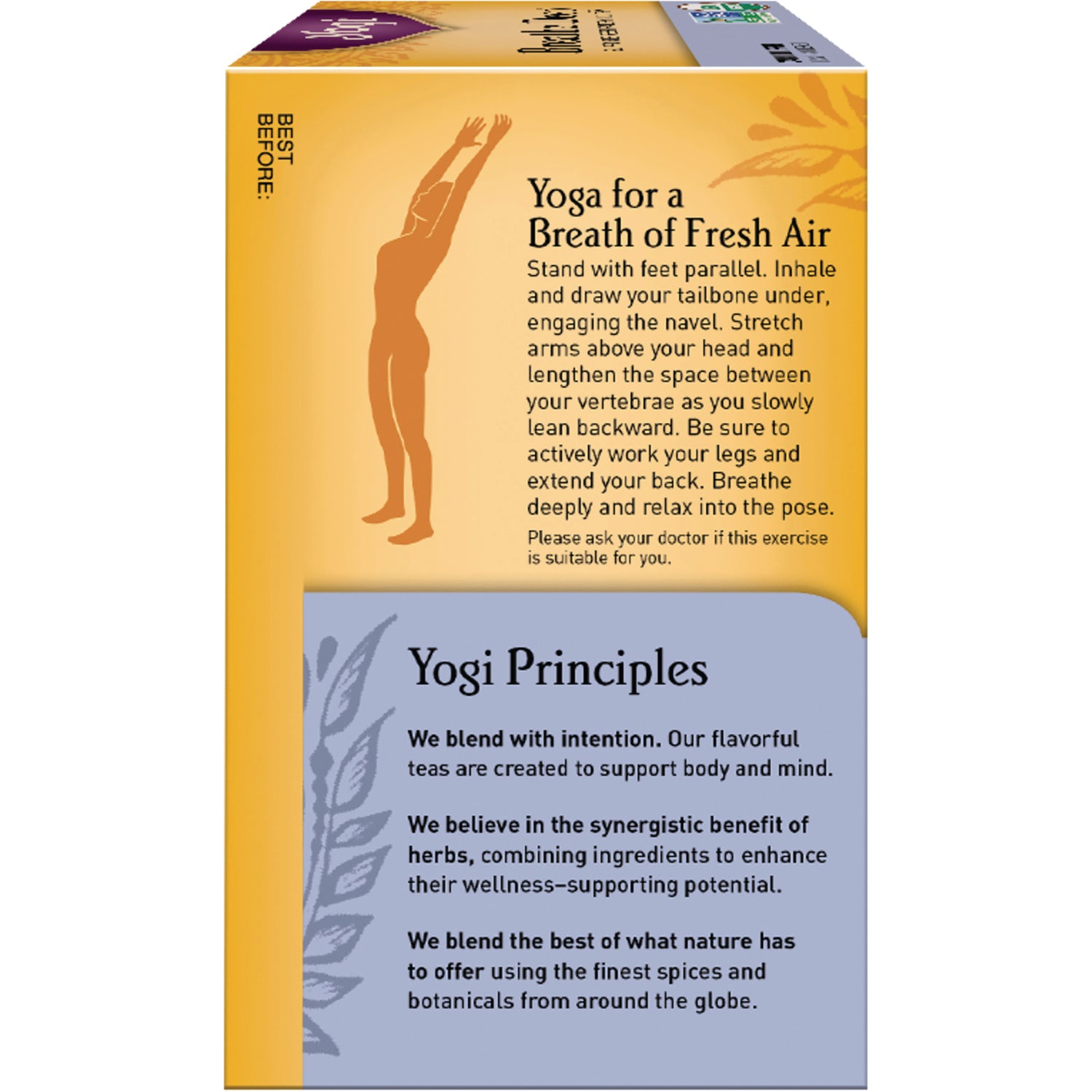 AHW047 | Side panel with Yoga for a Breath of Fresh Air and Yogi Principles text