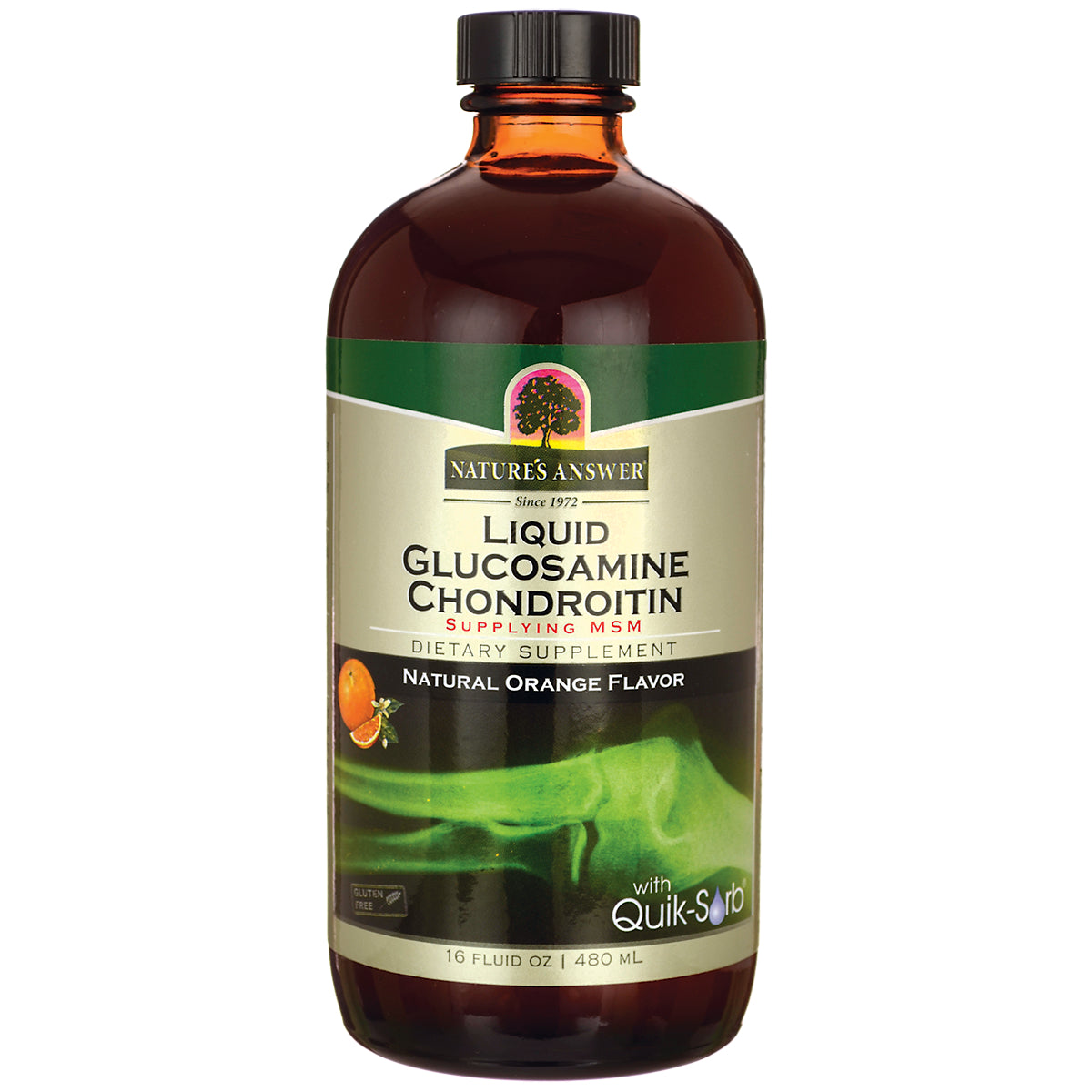 NAT035 | Nature's Answer liquid glucosamine chondroitin dietary supplement, natural orange flavor, 16 fl oz bottle