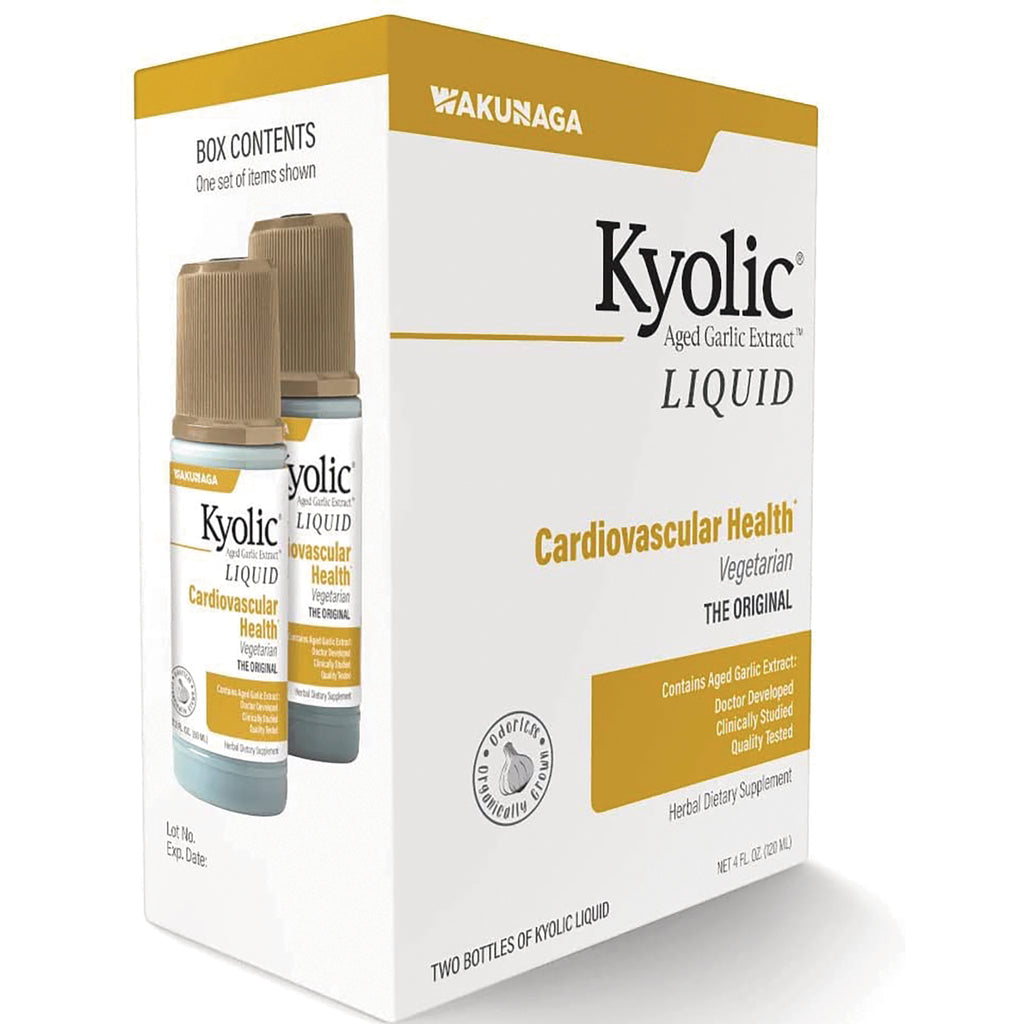 KY005 | Kyolic Liquid Cardiovascular Health box showing packaging and two bottles - Thumbnail