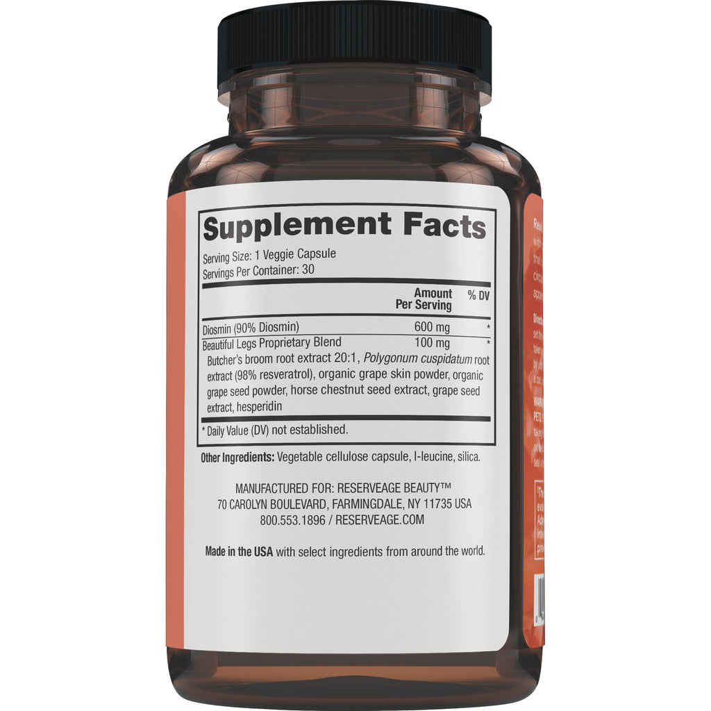 RSA011 | Back of amber supplement bottle showing Supplement Facts panel and manufacturing information - Thumbnail
