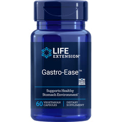 LE412 | Life Extension Gastro-Ease blue supplement bottle labeled Supports Healthy Stomach Environment 60 vegetarian capsules