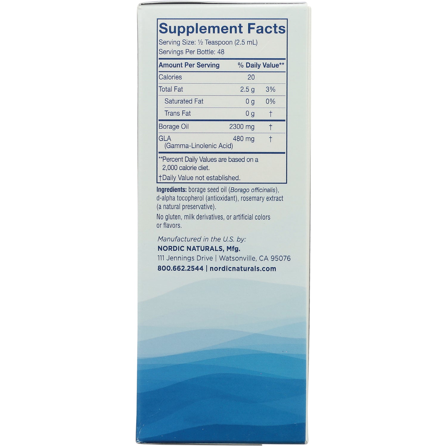 NRN058 | back panel showing Supplement Facts table, ingredient list, and manufacturer contact information