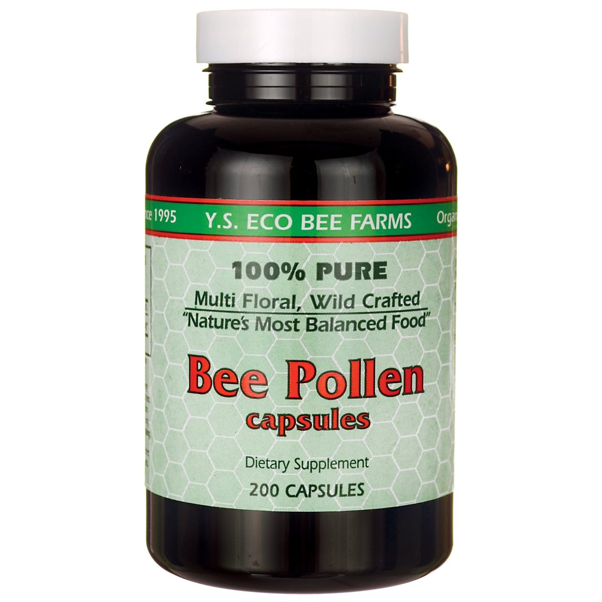 YS009 | Y.S. Eco Bee Farms Bee Pollen capsules, 100% pure, 200 capsules bottle