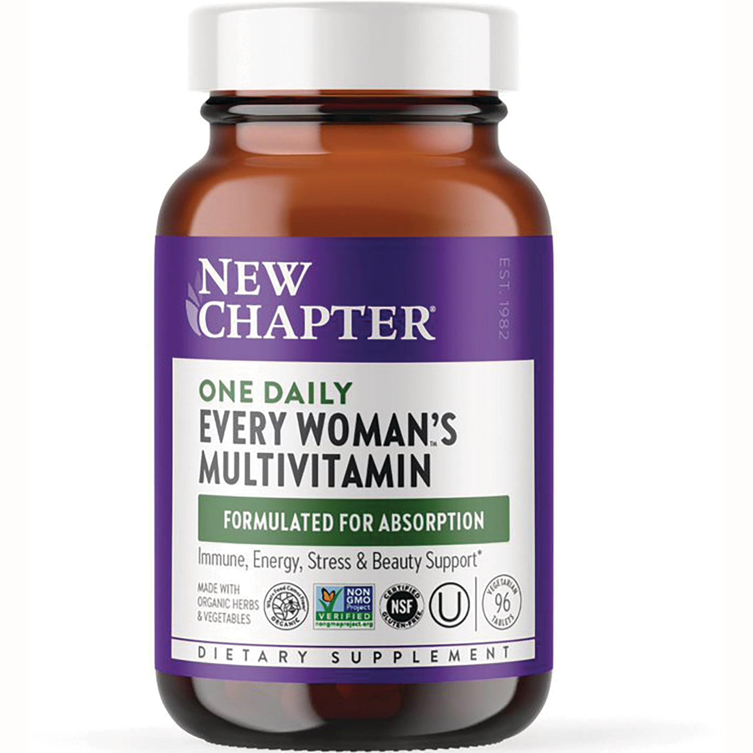 NWC241 | New Chapter One Daily Every Woman's Multivitamin bottle with purple label and white cap