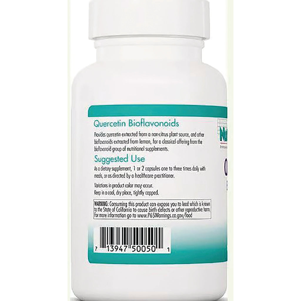 NCL062 | Back of white supplement bottle labeled Quercetin Bioflavonoids with suggested use text and barcode - Thumbnail