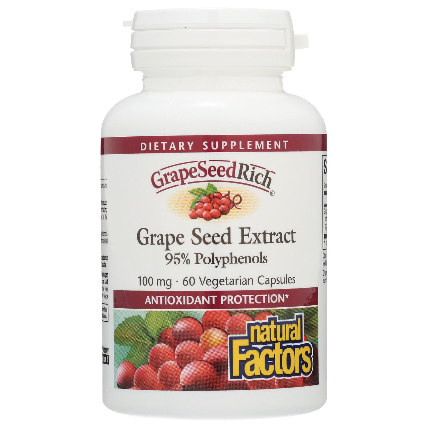 NFC124 | Natural Factors Grape Seed Extract 95% polyphenols 100 mg 60 vegetarian capsules front bottle