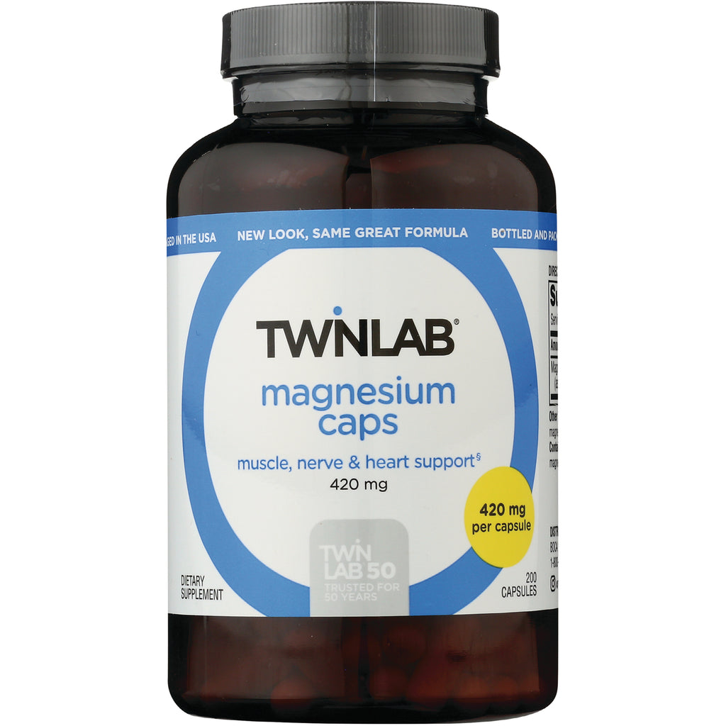 TL675 | Twinlab Magnesium Caps supplement bottle, 420 mg per capsule, 200 capsules - Thumbnail