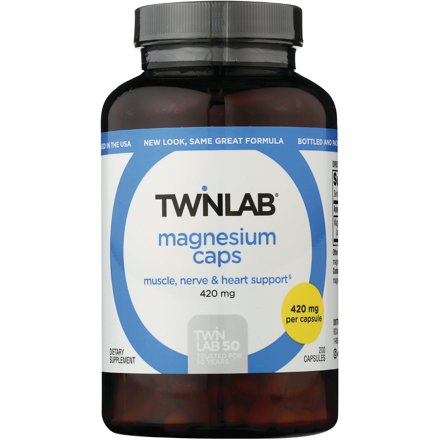 TL675 | Twinlab Magnesium Caps supplement bottle, 420 mg per capsule, 200 capsules