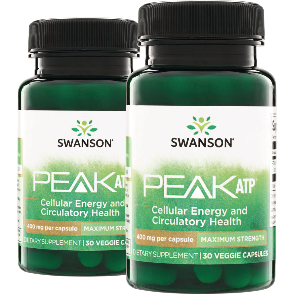 SWU1118 | Two green bottles SWANSON® PEAK PEAKAT Cellular Energy and Circulatory Health 400 mg per capsule MAXIMUM STR DIETARY SUPPLEMENT - Thumbnail