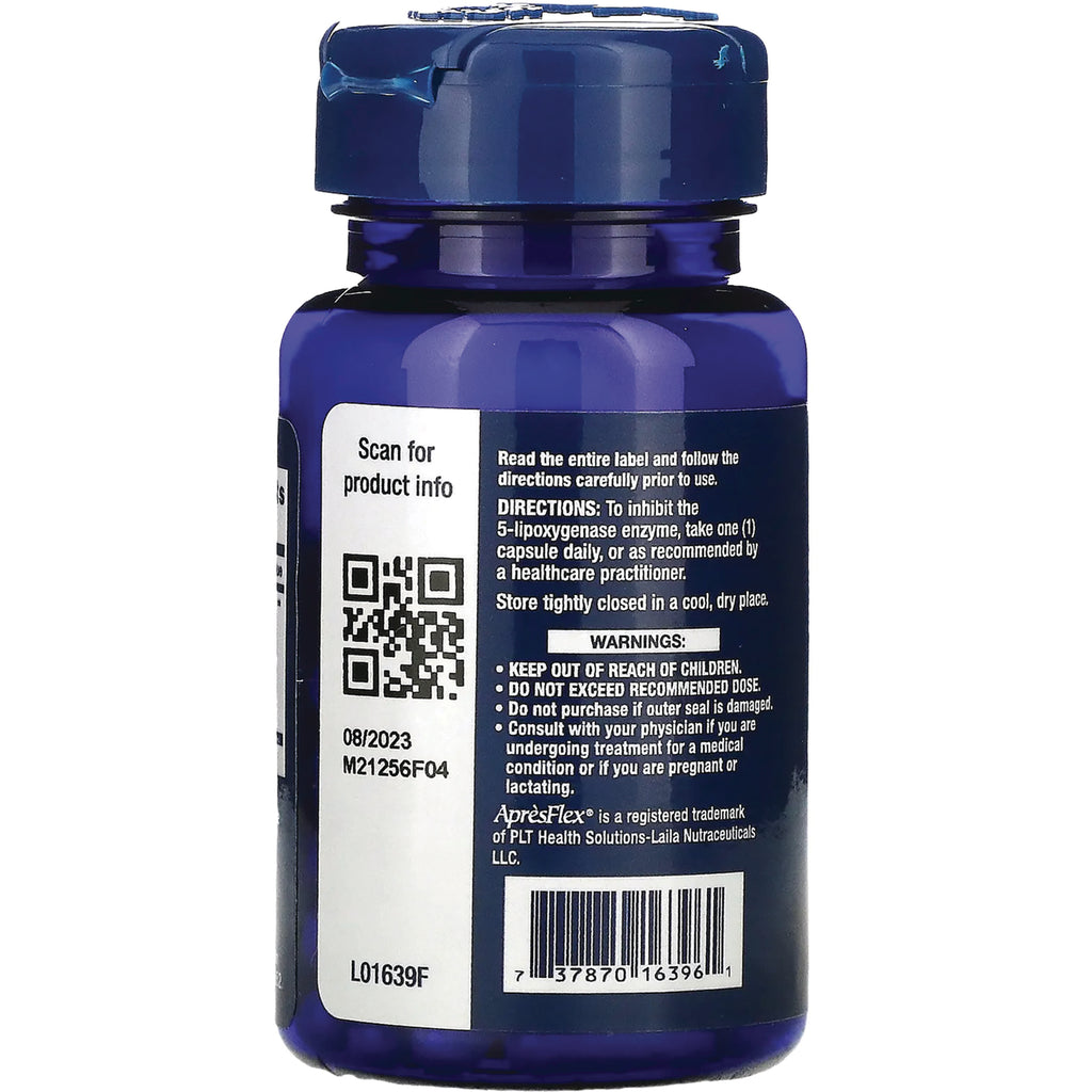 LE176 | Back of blue supplement bottle showing directions, warnings, QR code, barcode, lot L01639F and date 08/2023 - Thumbnail