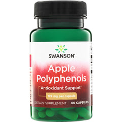 SWU301 | SWANSON Apple Polyphenols supplement bottle, label reads Antioxidant Support and 125 mg per capsule, 60 capsules