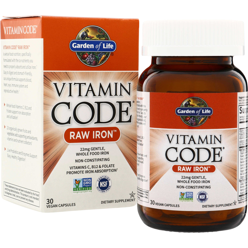 GLF103 | Garden of Life Vitamin Code Raw Iron dietary supplement, 30 vegan capsules - Thumbnail