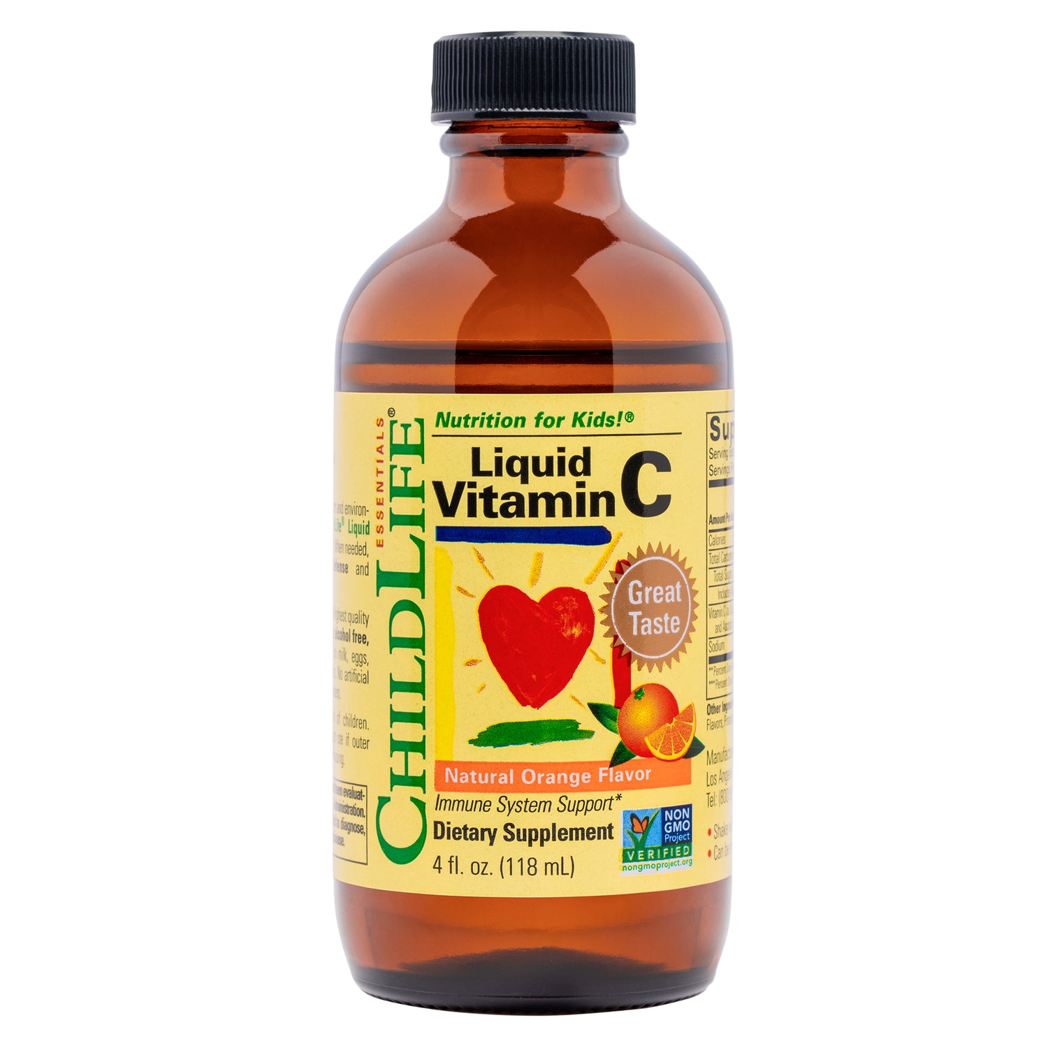 CHL004 | ChildLife Liquid Vitamin C natural orange flavor 4 fl oz bottle front label