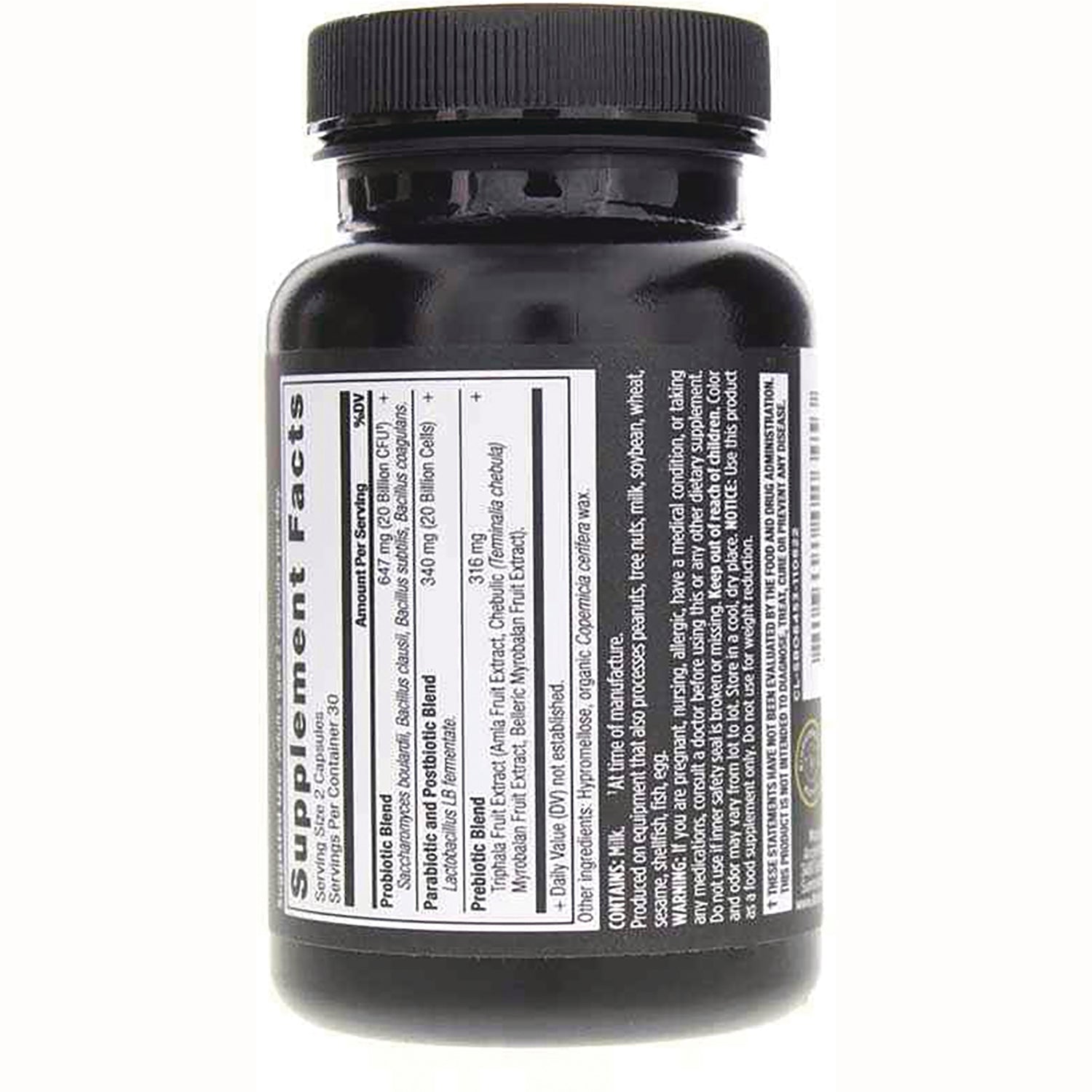 ATN118 | back label showing Supplement Facts and ingredient panel on black supplement bottle