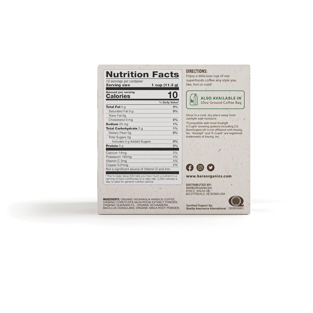 BOR017 | back of coffee box showing Nutrition Facts panel, directions, and ingredients - Thumbnail