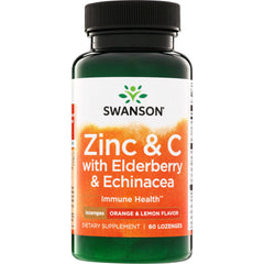 SW1790 | Swanson Zinc & C with Elderberry & Echinacea lozenges, Orange & Lemon flavor, 60 count bottle