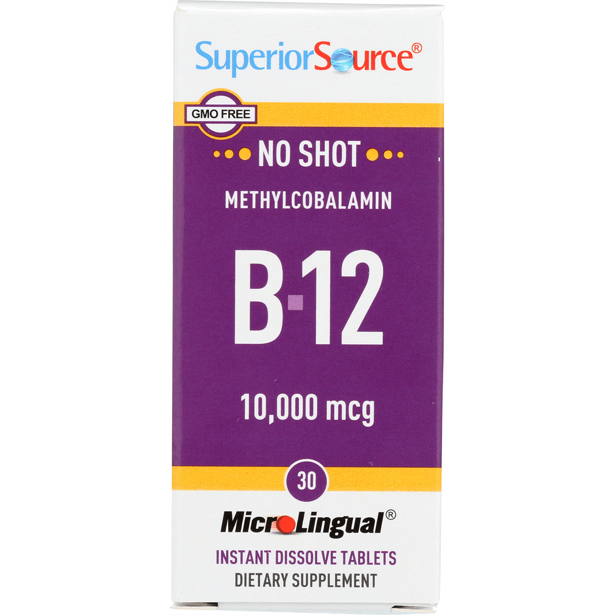 SUS024 | Superior Source B-12 methylcobalamin 10,000 mcg MicroLingual instant dissolve tablets, 30 count
