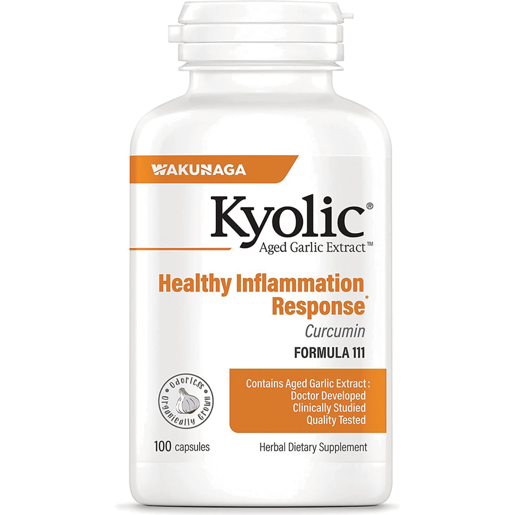 KY122 | Kyolic Aged Garlic Extract bottle labeled Healthy Inflammation Response Curcumin Formula 111 100 capsules - Thumbnail