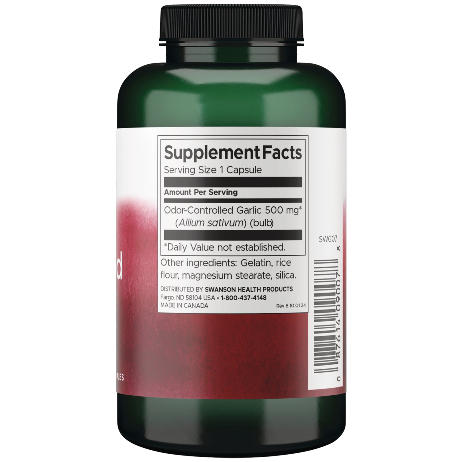 SWG07 | White capsule centered on ruler scales labeled 0 CM and 0 INCH to show size