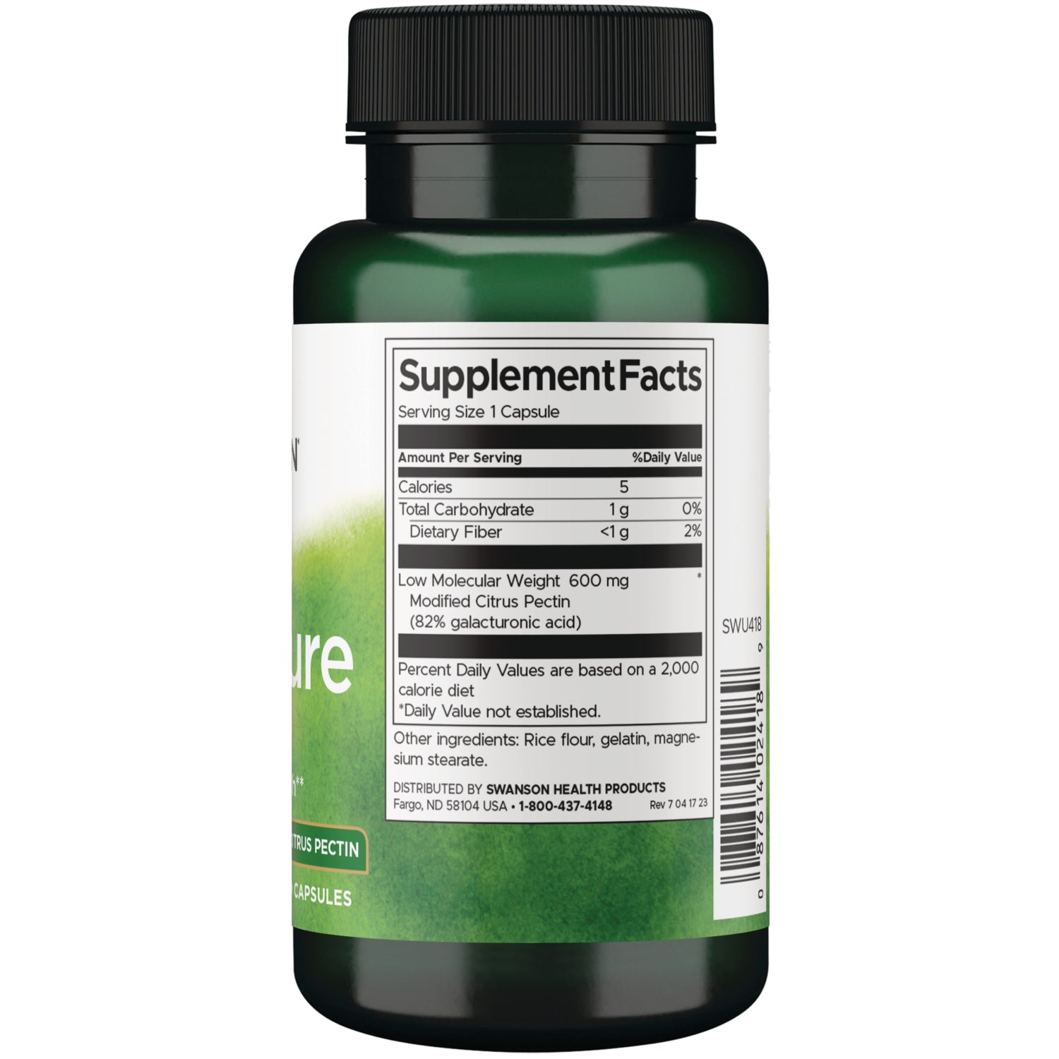 SWU418 | Back label with Supplement Facts and ingredients (Serving Size 1 Capsule)