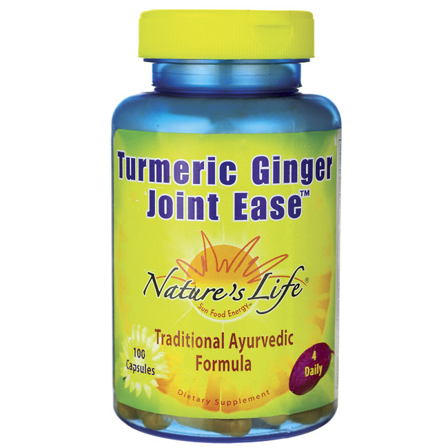 NSL054 | Nature's Life Turmeric Ginger Joint Ease supplement bottle, 100 capsules, yellow label