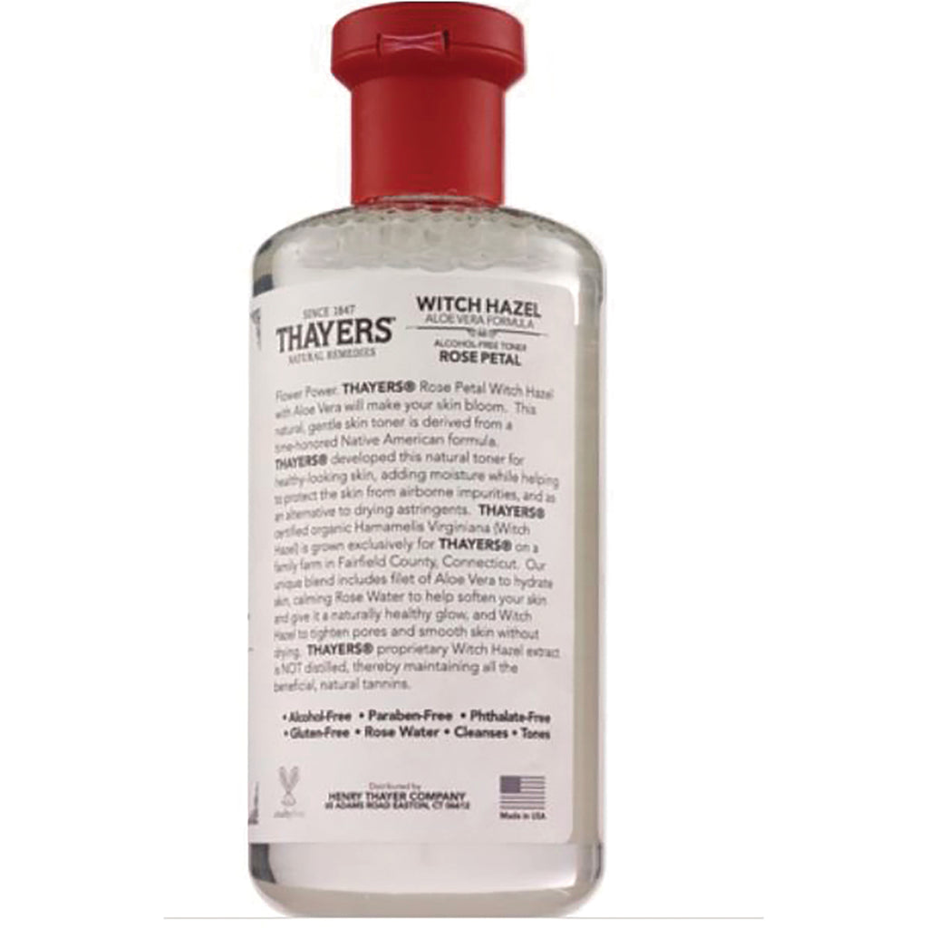 THA017 | Back of Thayers Witch Hazel Aloe Vera Formula Rose Petal toner bottle, alcohol-free label - Thumbnail