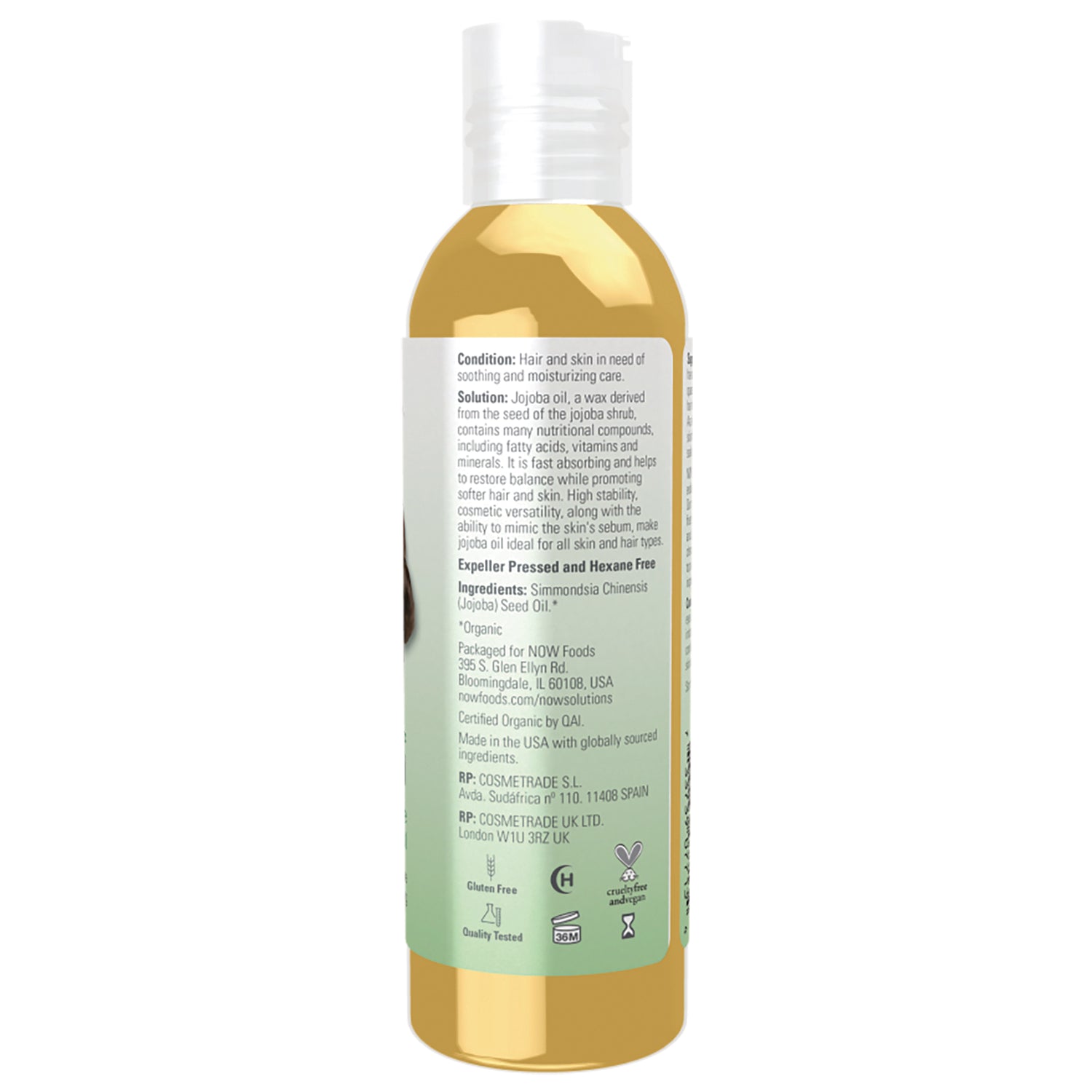 NWF1410 | Back label of bottle showing ingredients and product information text