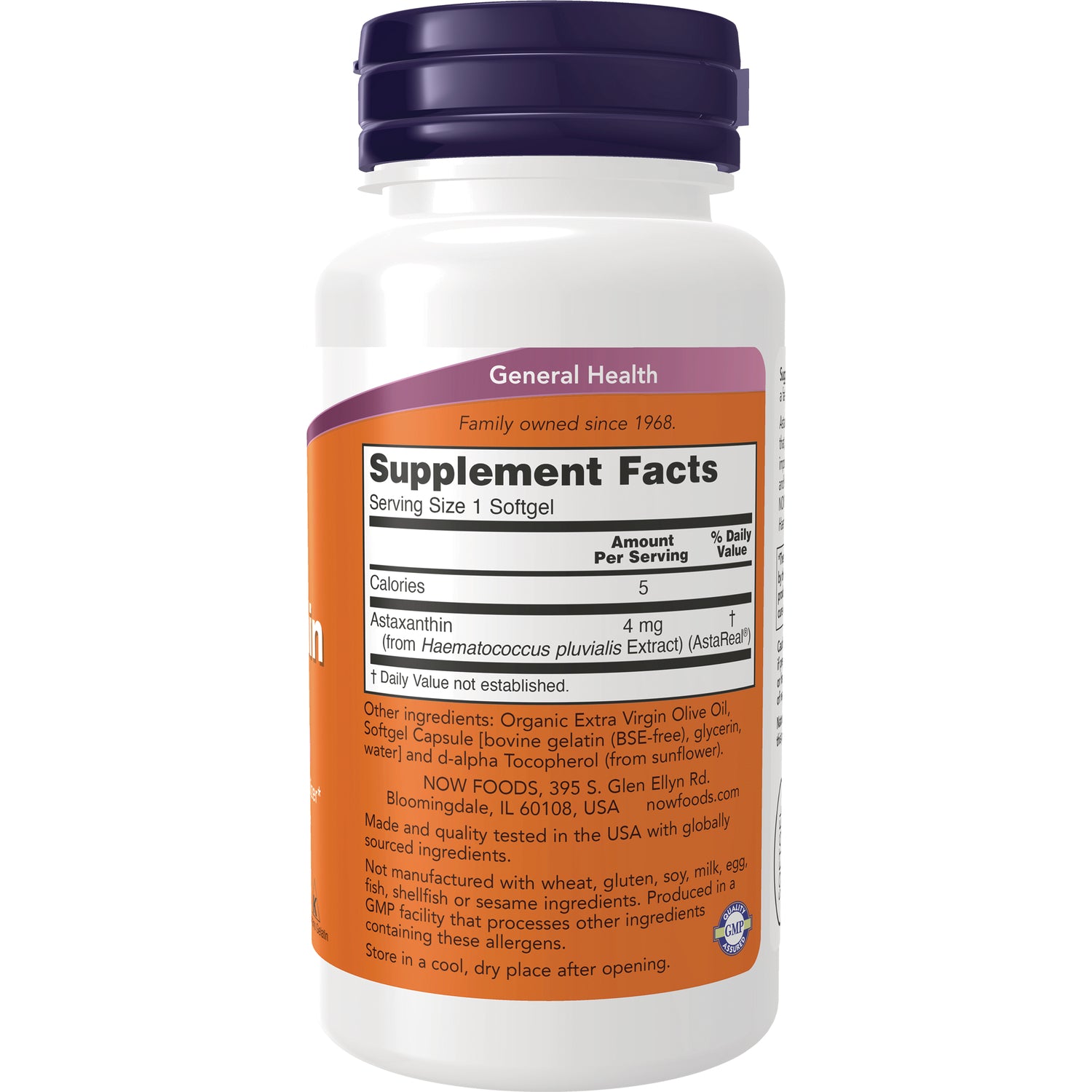 NWF1126 | Back of white supplement bottle showing Supplement Facts label, serving size 1 softgel and ingredient list