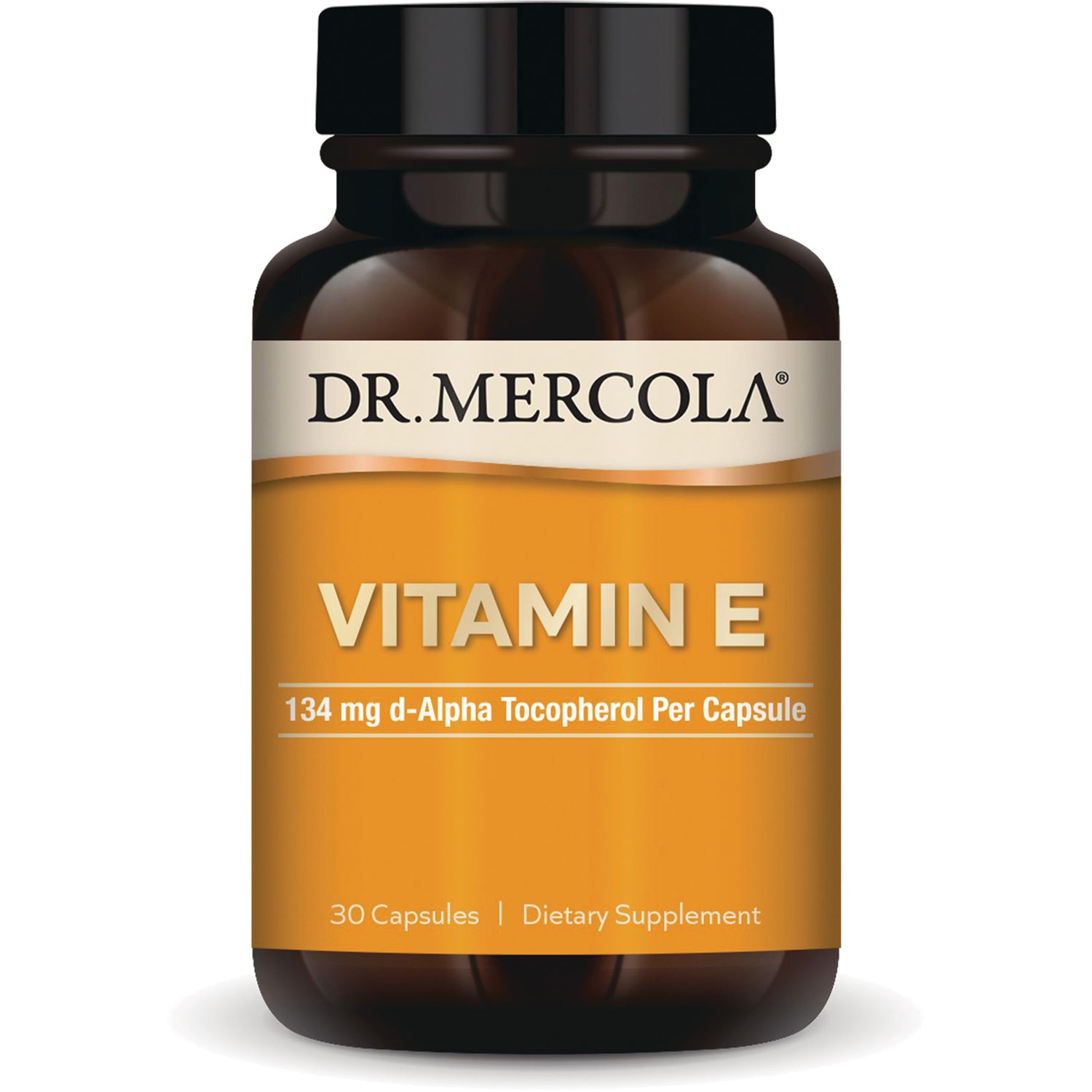 MRC082 | Dr. Mercola Vitamin E supplement bottle, 134 mg d-Alpha tocopherol per capsule, 30 capsules