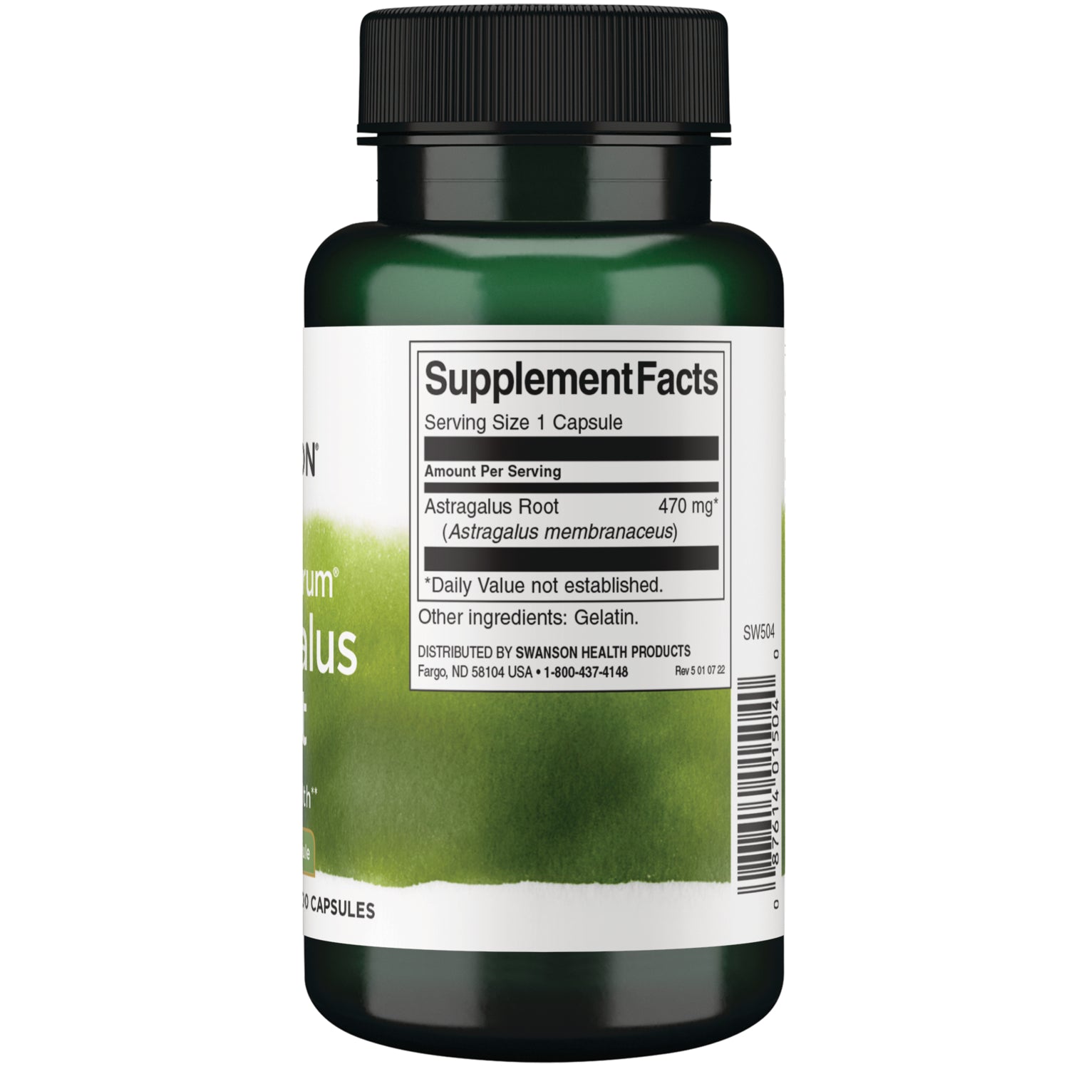SW504 | Back label with supplement facts and serving information