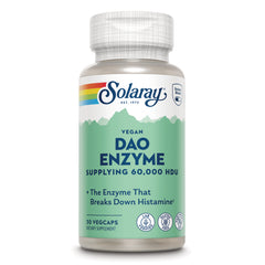 SLR544 | Solaray Vegan DAO Enzyme, supplying 60,000 HDU, 30 VegCaps dietary supplement bottle
