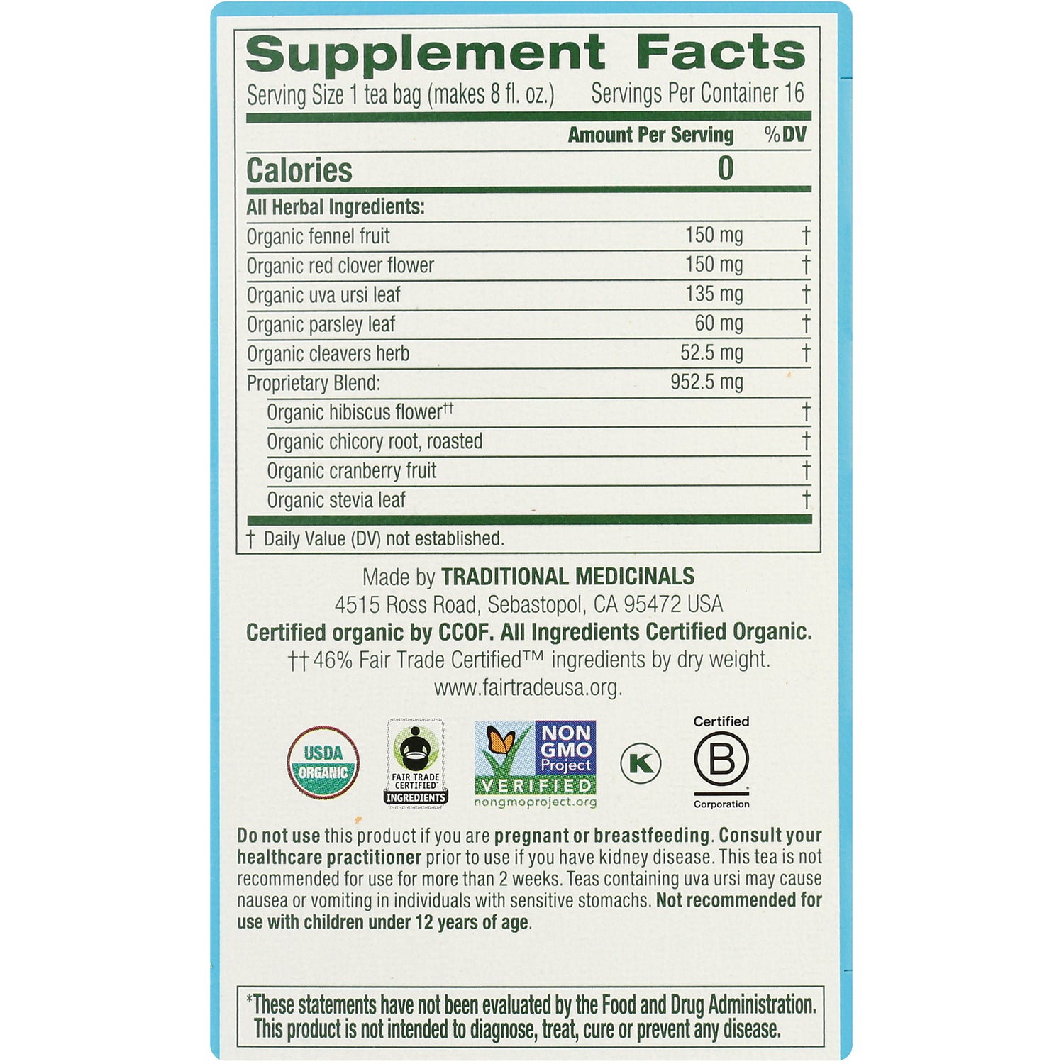 TMD027 | Supplement Facts and ingredients panel, 16 servings per container
